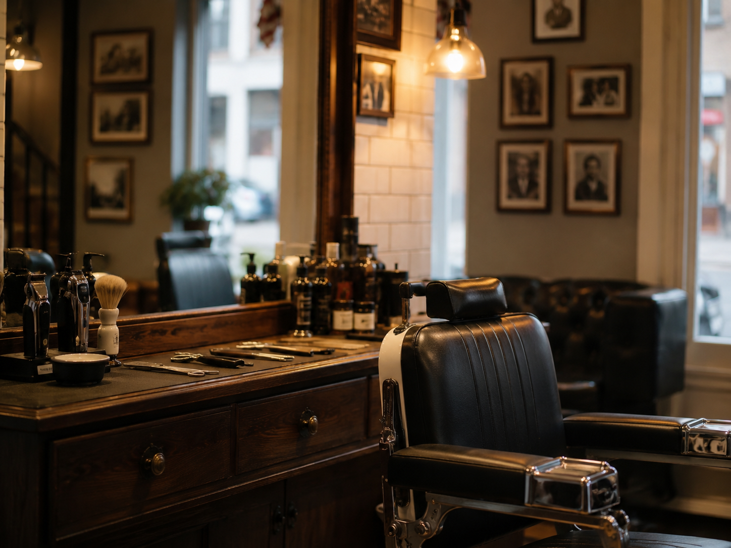Warm barber shop interior
