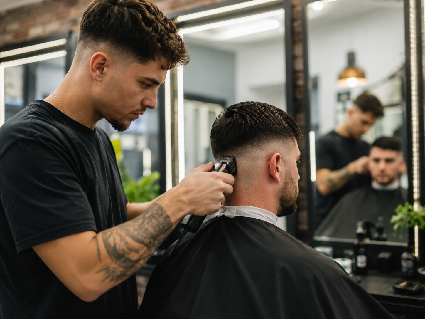 Barber focused on a sharp fade