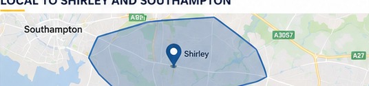 Example service area map showing Shirley and surrounding areas