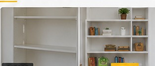Shelving installed in living room